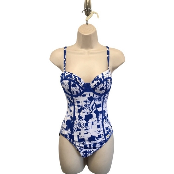 Sunseeker Swimsuit Bathing Suit Underwire Bustier Cup B/C US 6 Microfibre NWT - Picture 1 of 6